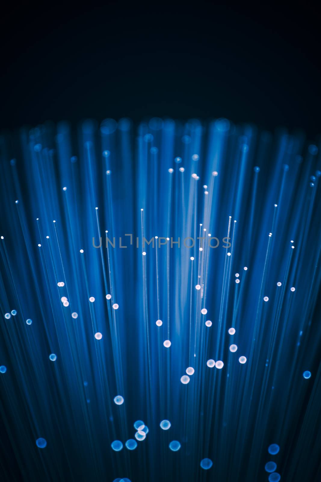 Fiber optics close-up, modern computer communication technology by FernandoCortes