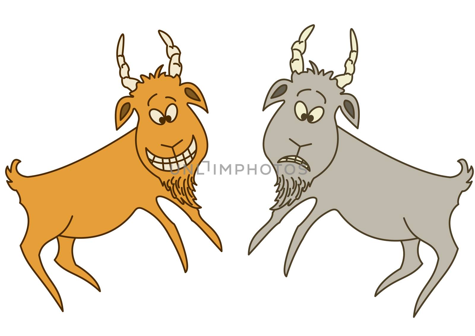 Two goats: cheerful and sad by alexcoolok