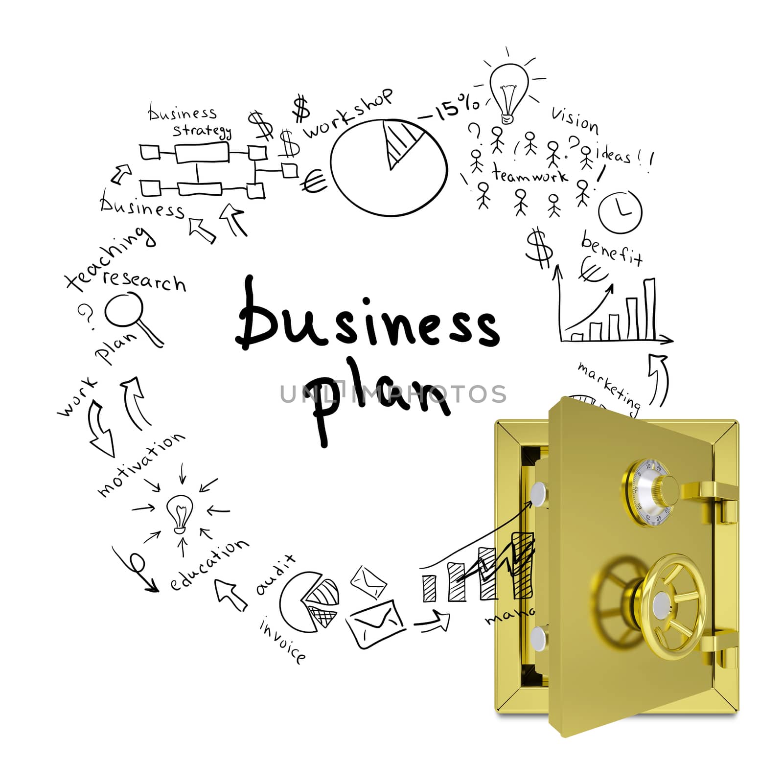 Business sketches from an open safe by cherezoff