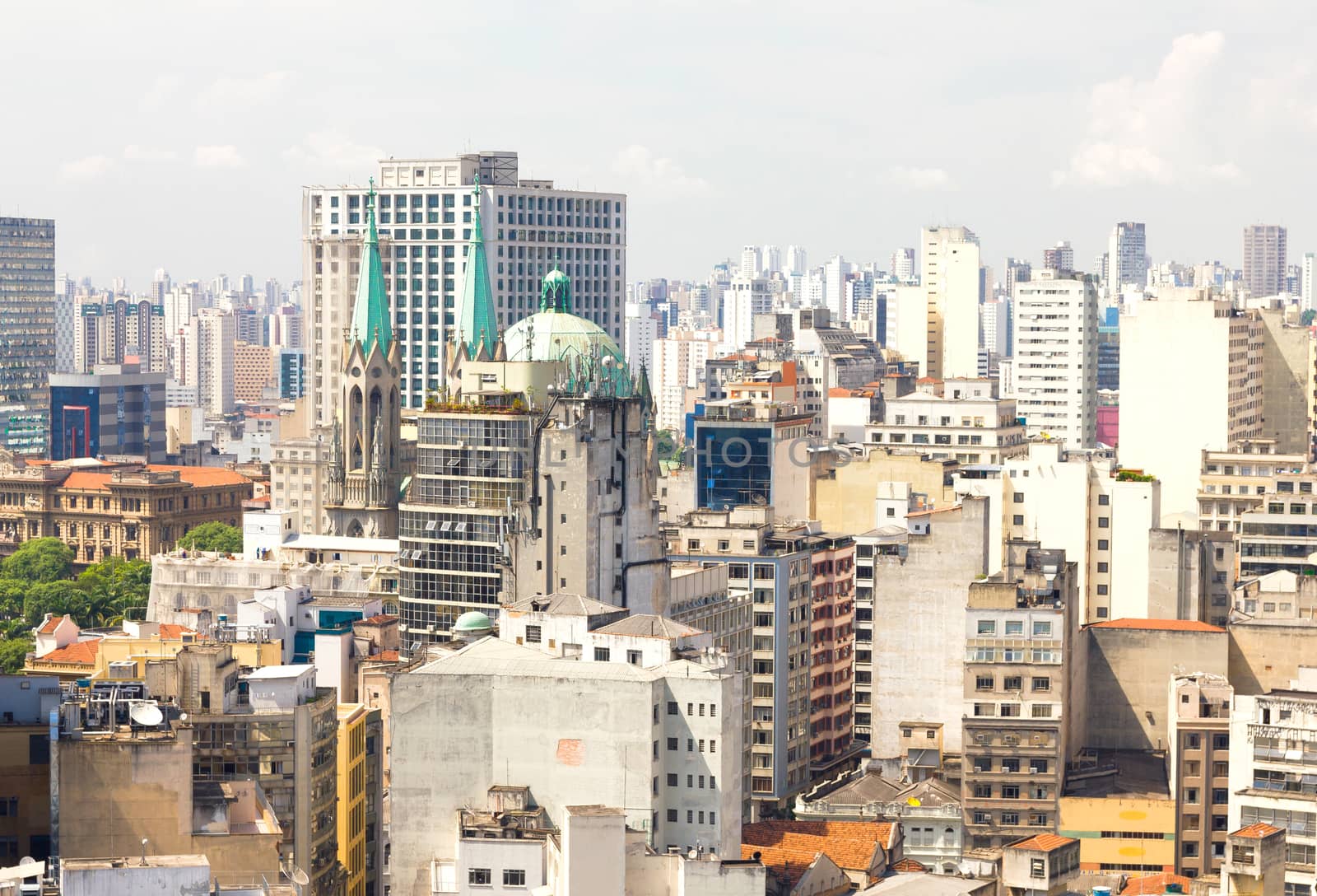 The big city of Sao Paulo and the Se Cathedral