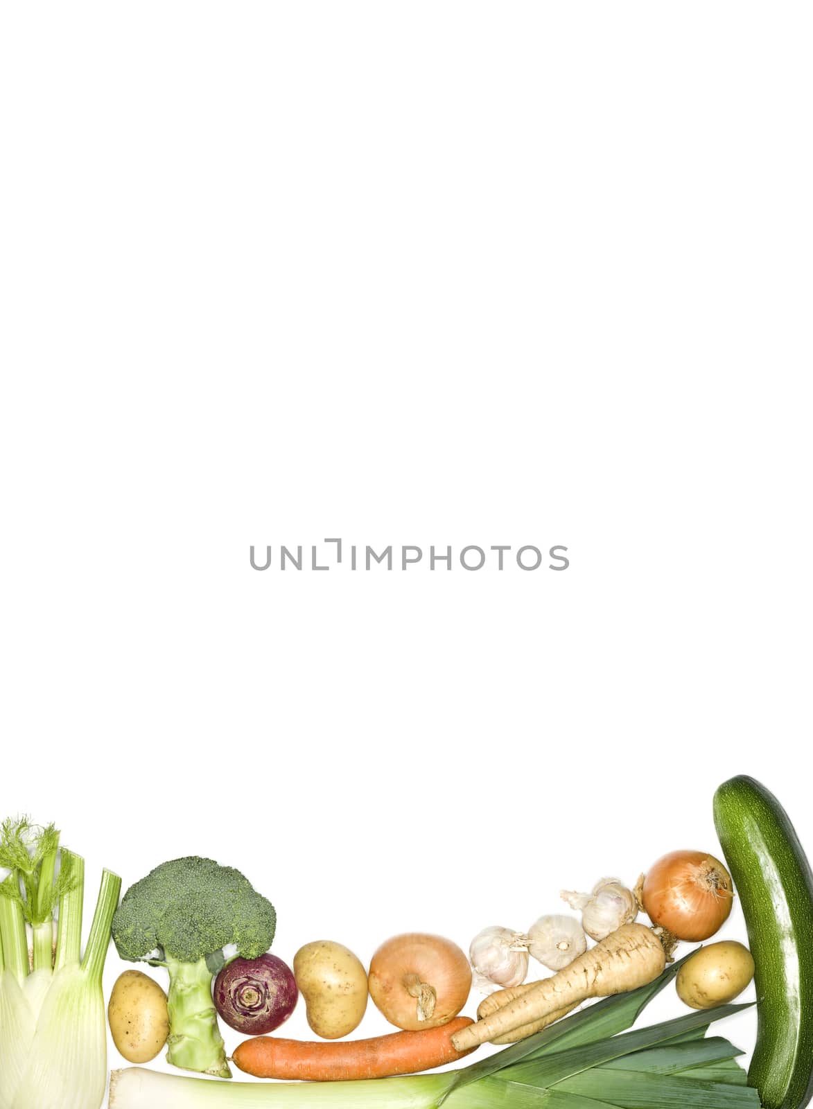 Vegetables as a frame on white background