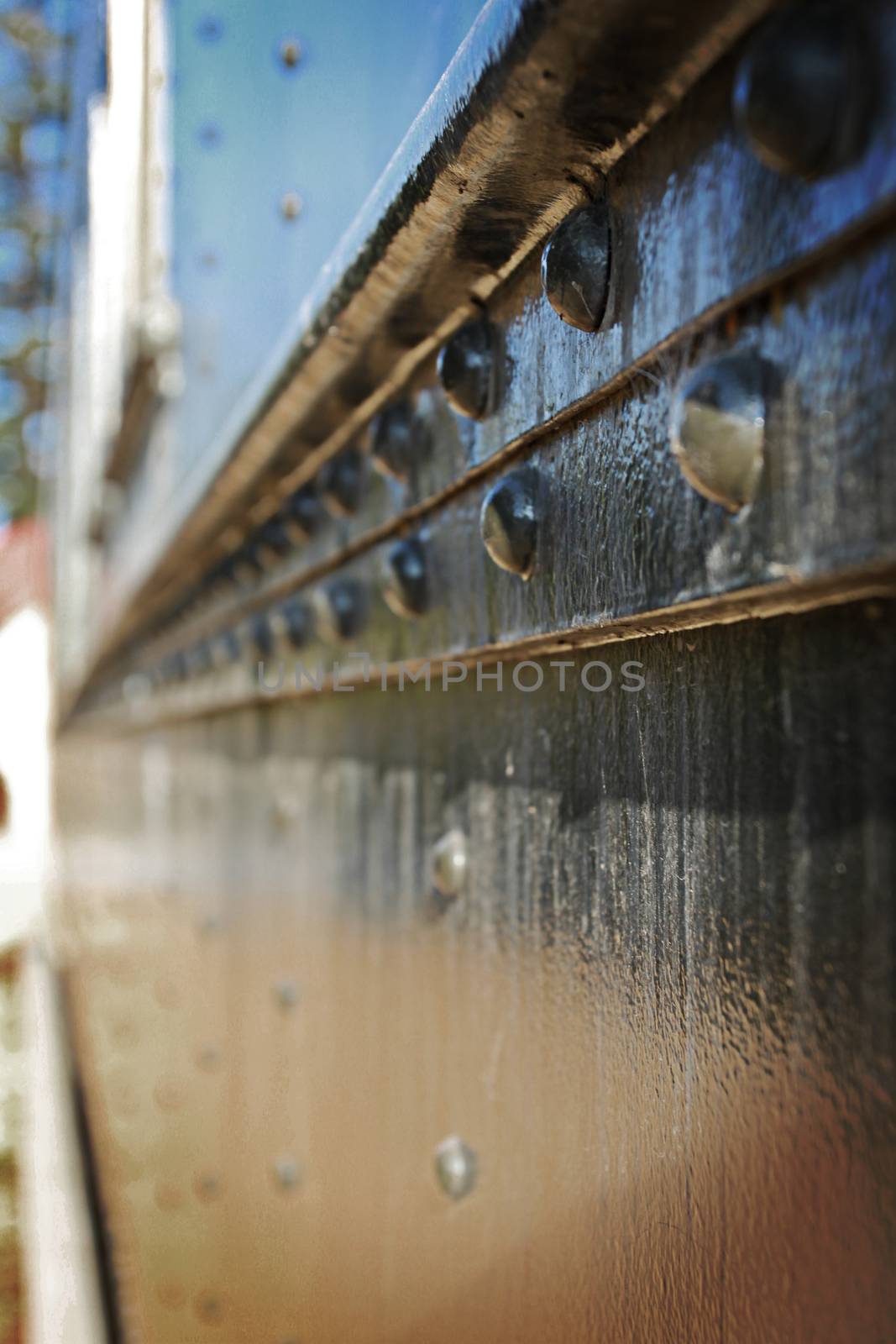 Closeup of a old train wagon.