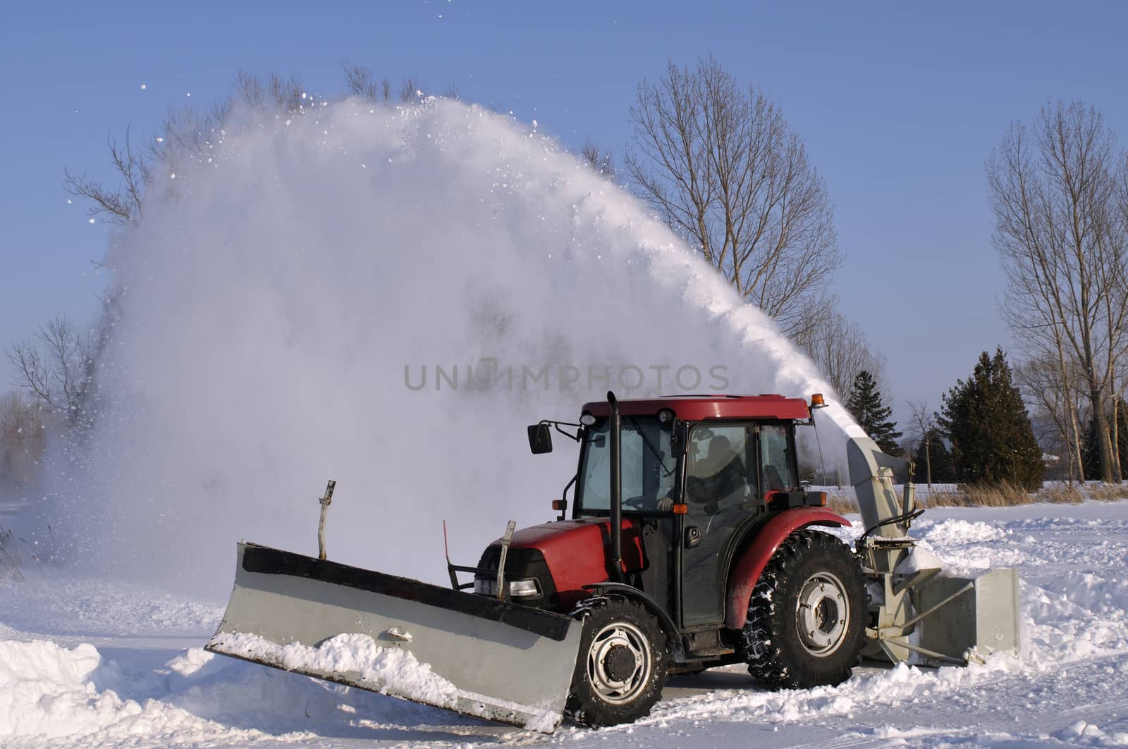 Tractor snow blower after a snowstorm