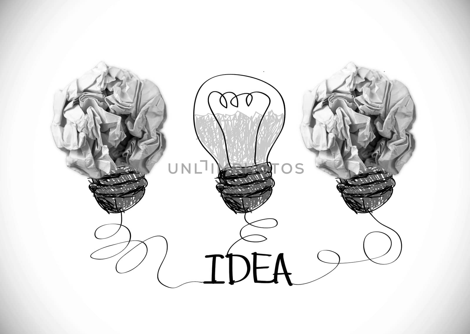 concept crumpled paper light bulb metaphor for good idea by kiddaikiddee