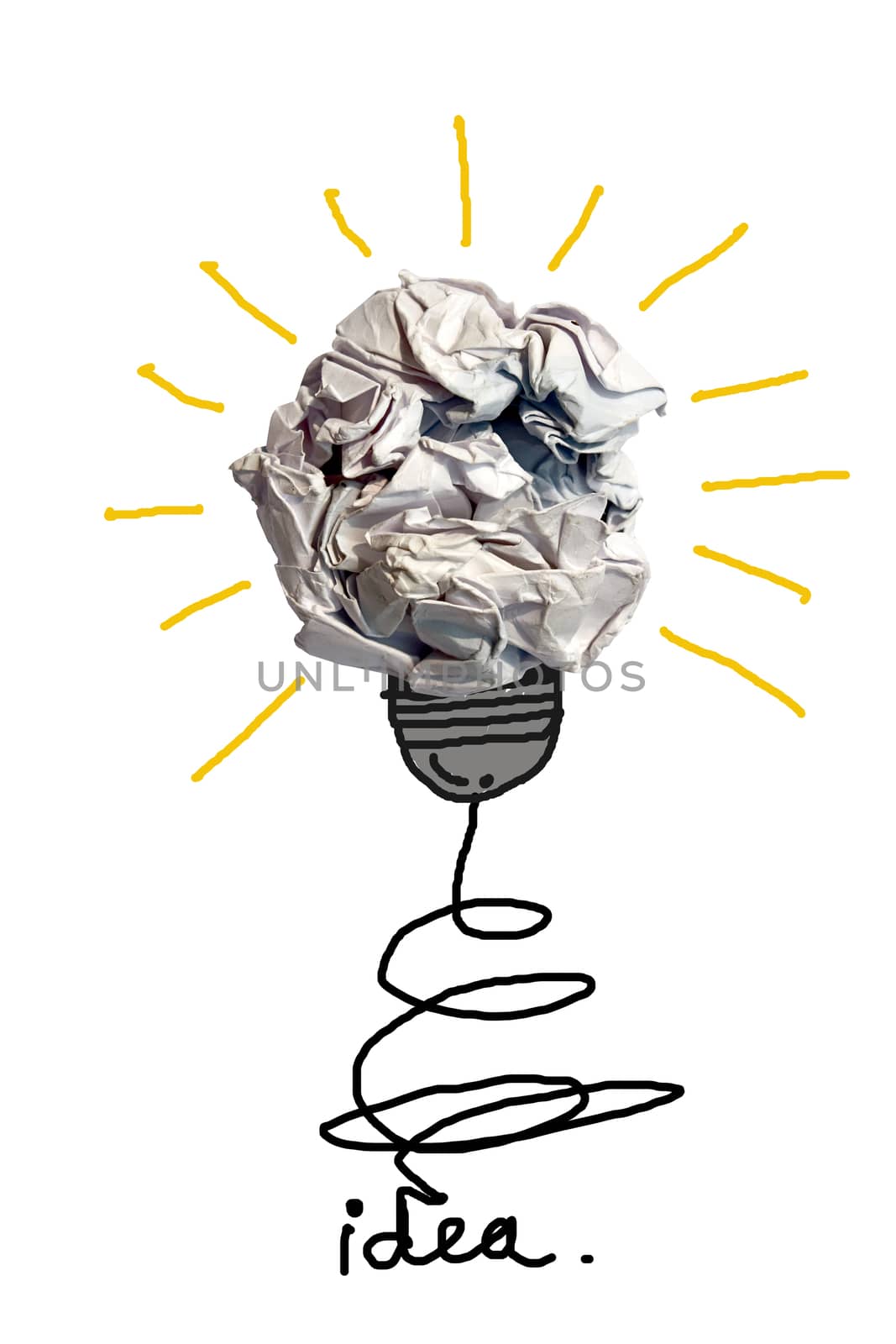 concept crumpled paper light bulb metaphor for good idea
