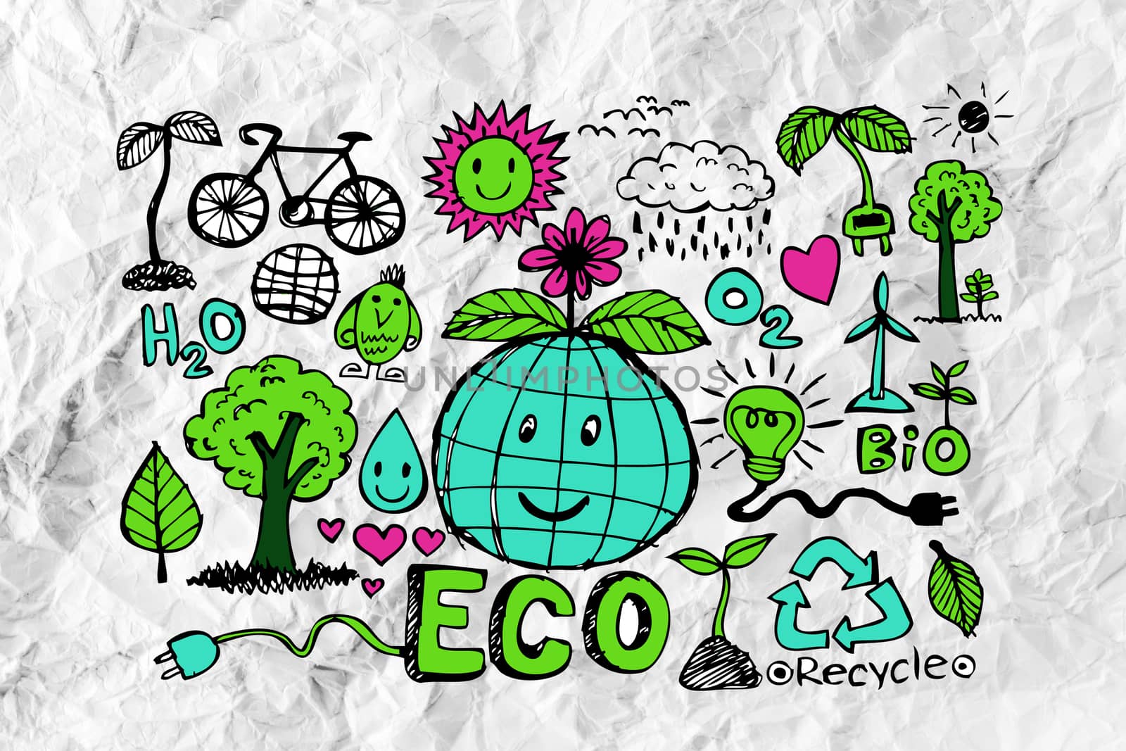 doodles ECO idea on crumpled paper by kiddaikiddee