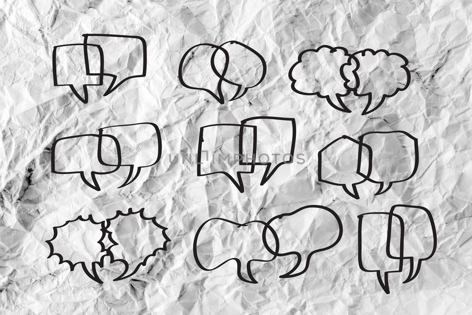 Speech Bubble Sketch hand drawn bubble speech idea design on crumpled paper