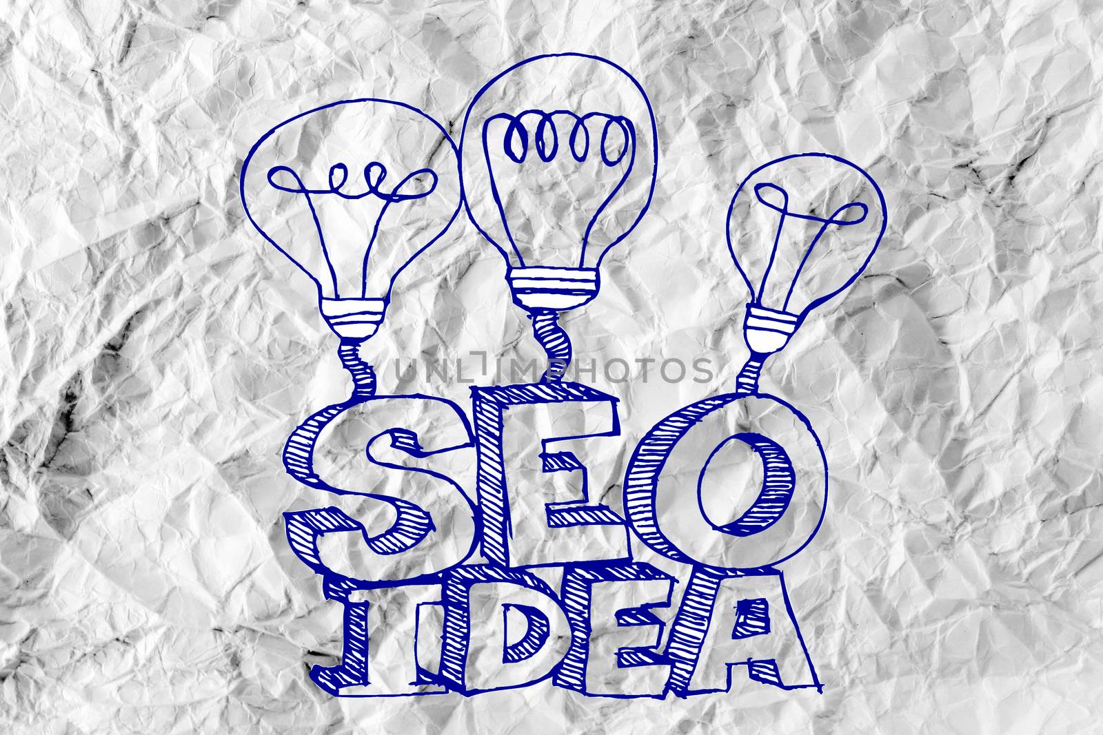 Seo Idea SEO Search Engine Optimization on crumpled paper by kiddaikiddee