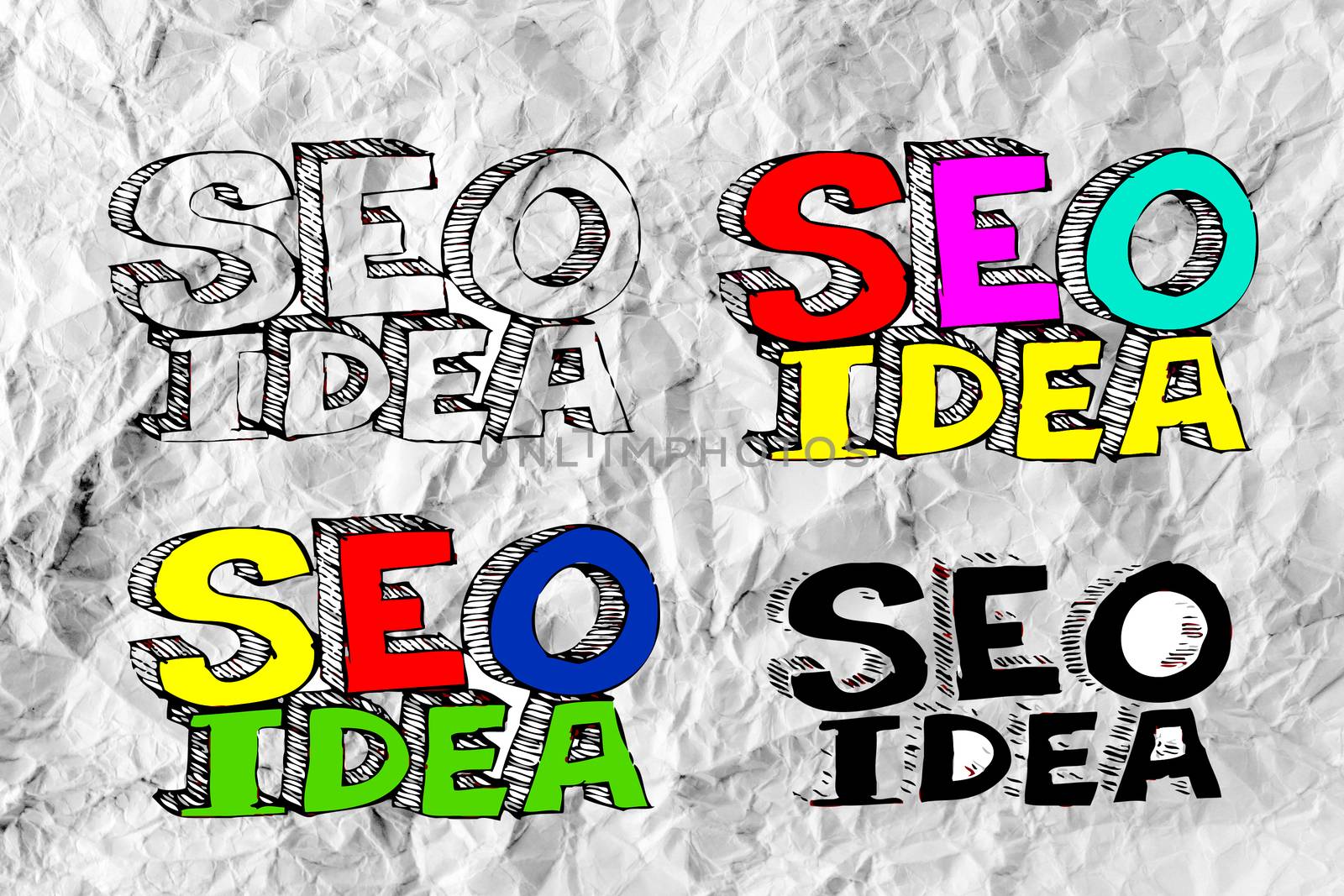 Seo Idea SEO Search Engine Optimization on crumpled paper