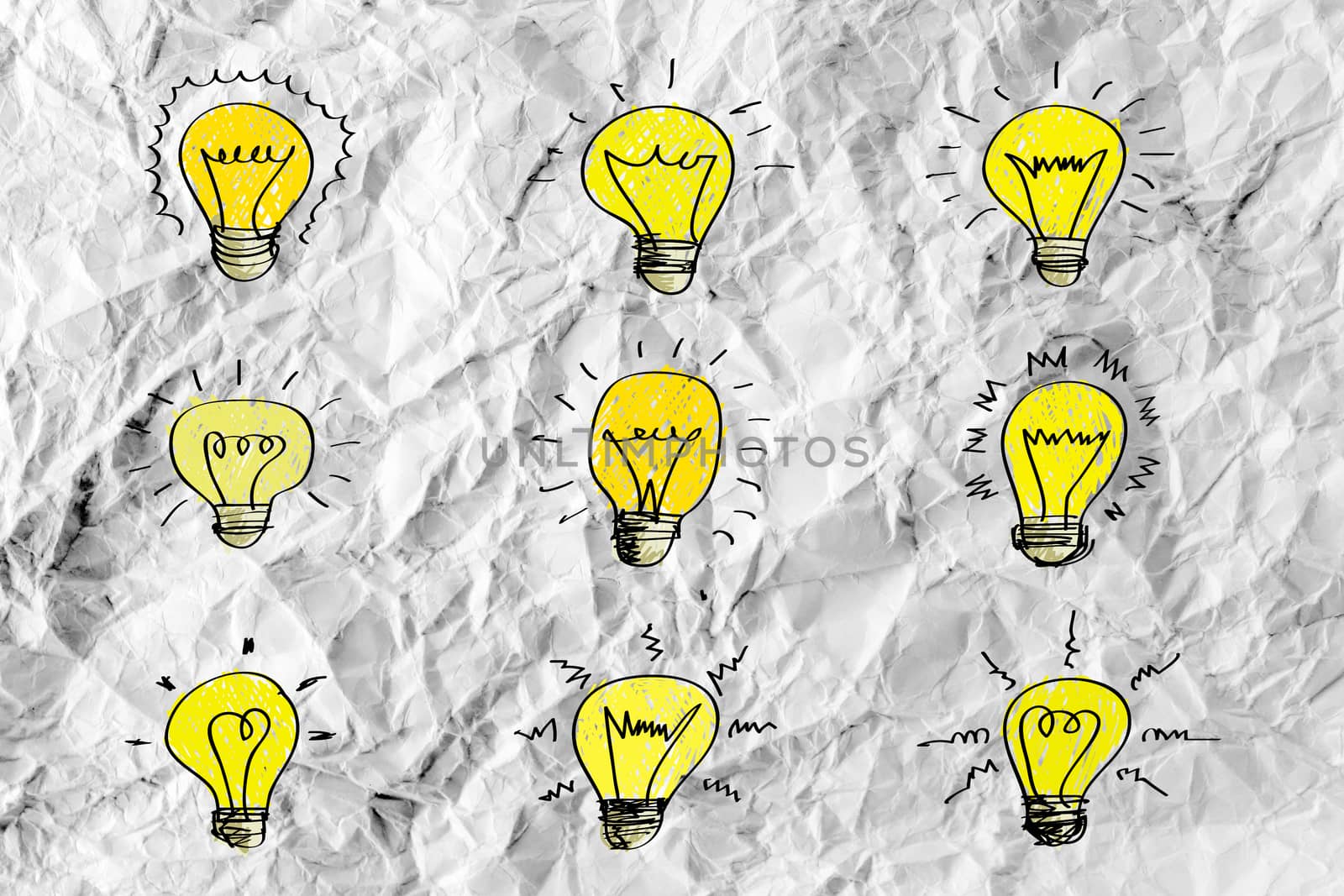 idea concept light bulb on crumpled paper