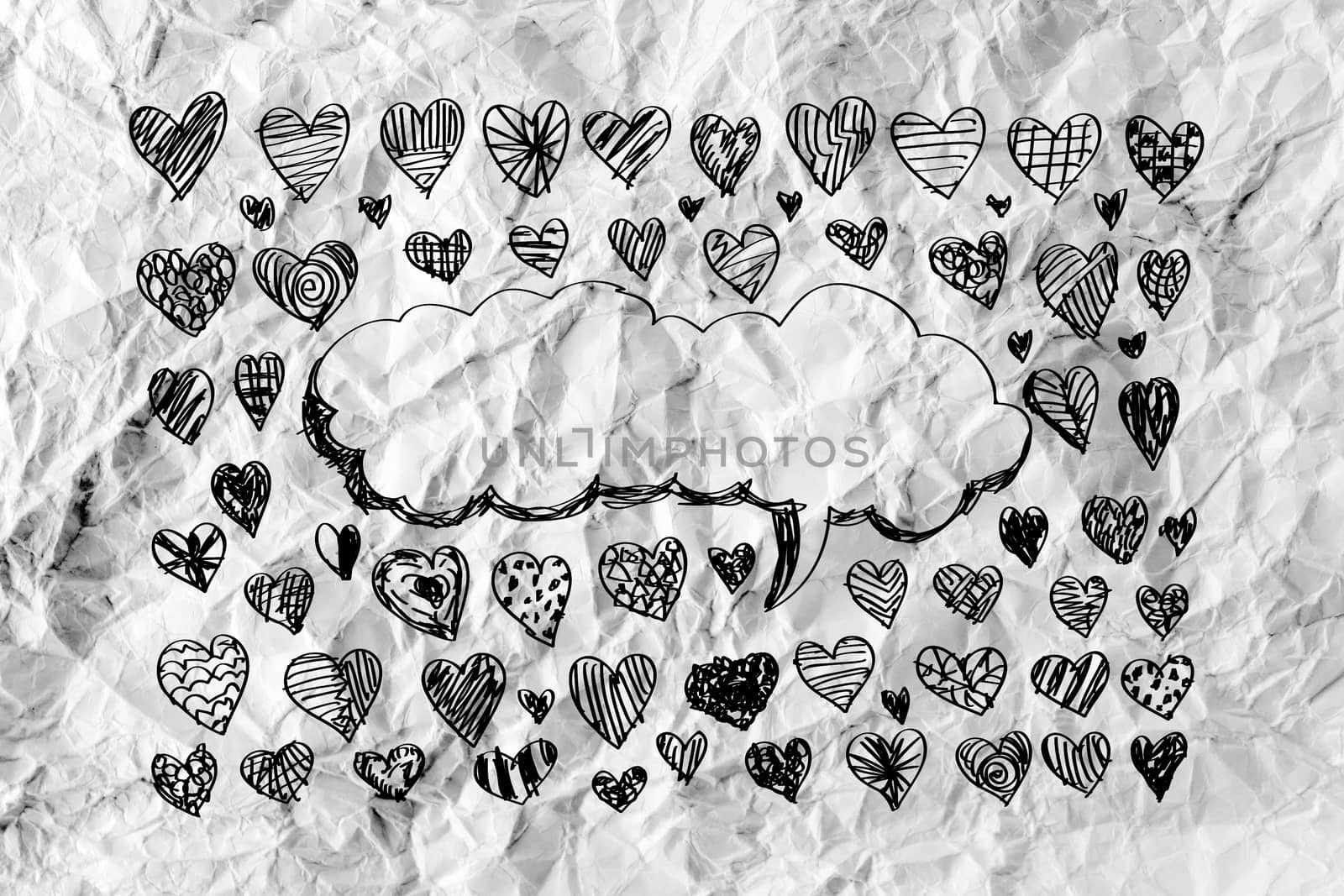 Hearts idea design on crumpled paper by kiddaikiddee