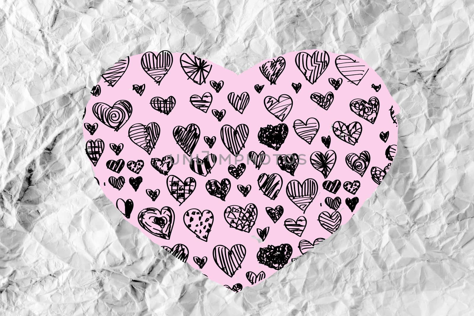 Hearts idea design on crumpled paper by kiddaikiddee