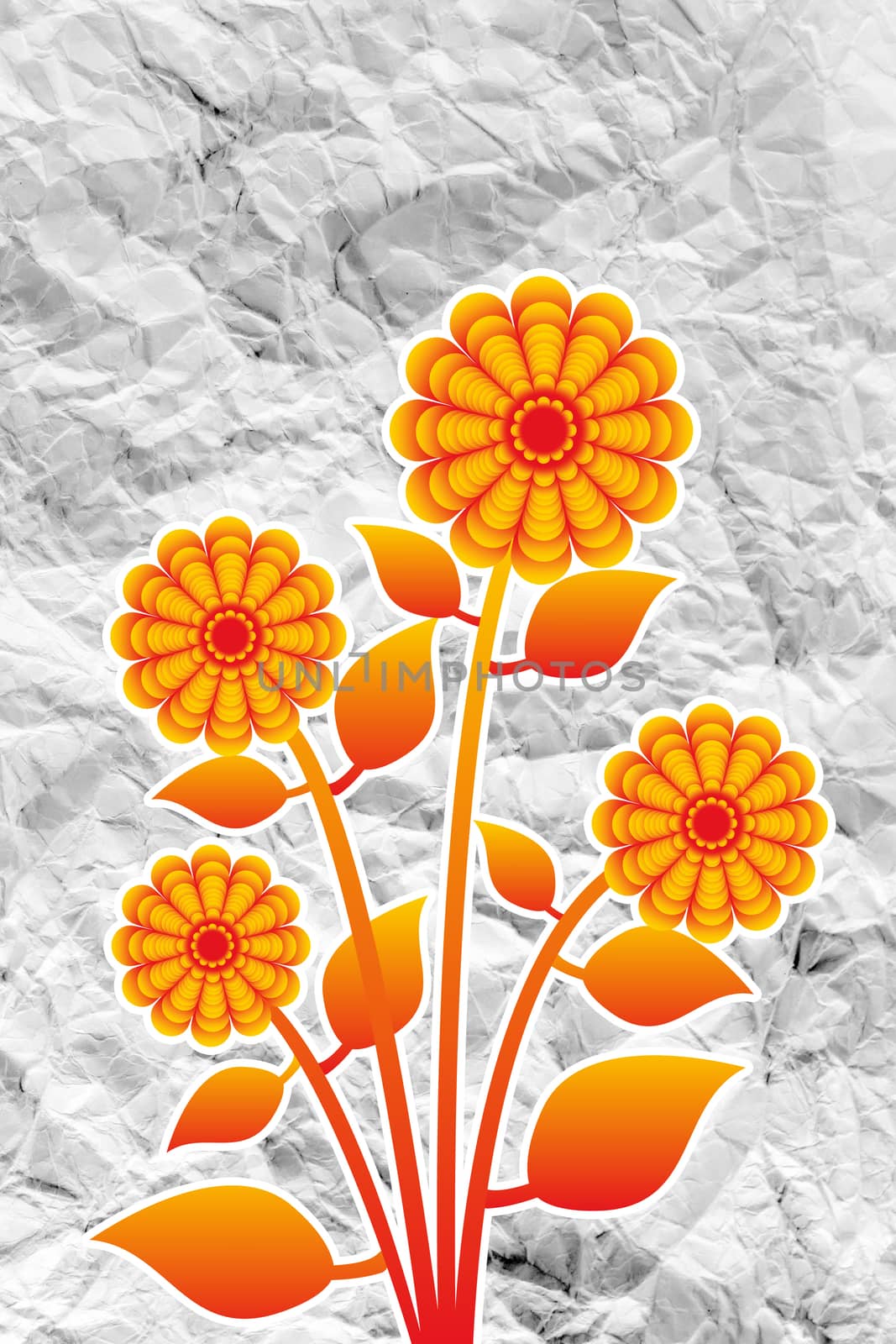 Flowers design on crumpled paper by kiddaikiddee