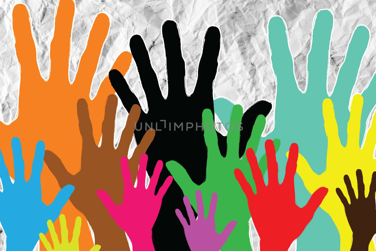 colorful silhouette hands background design