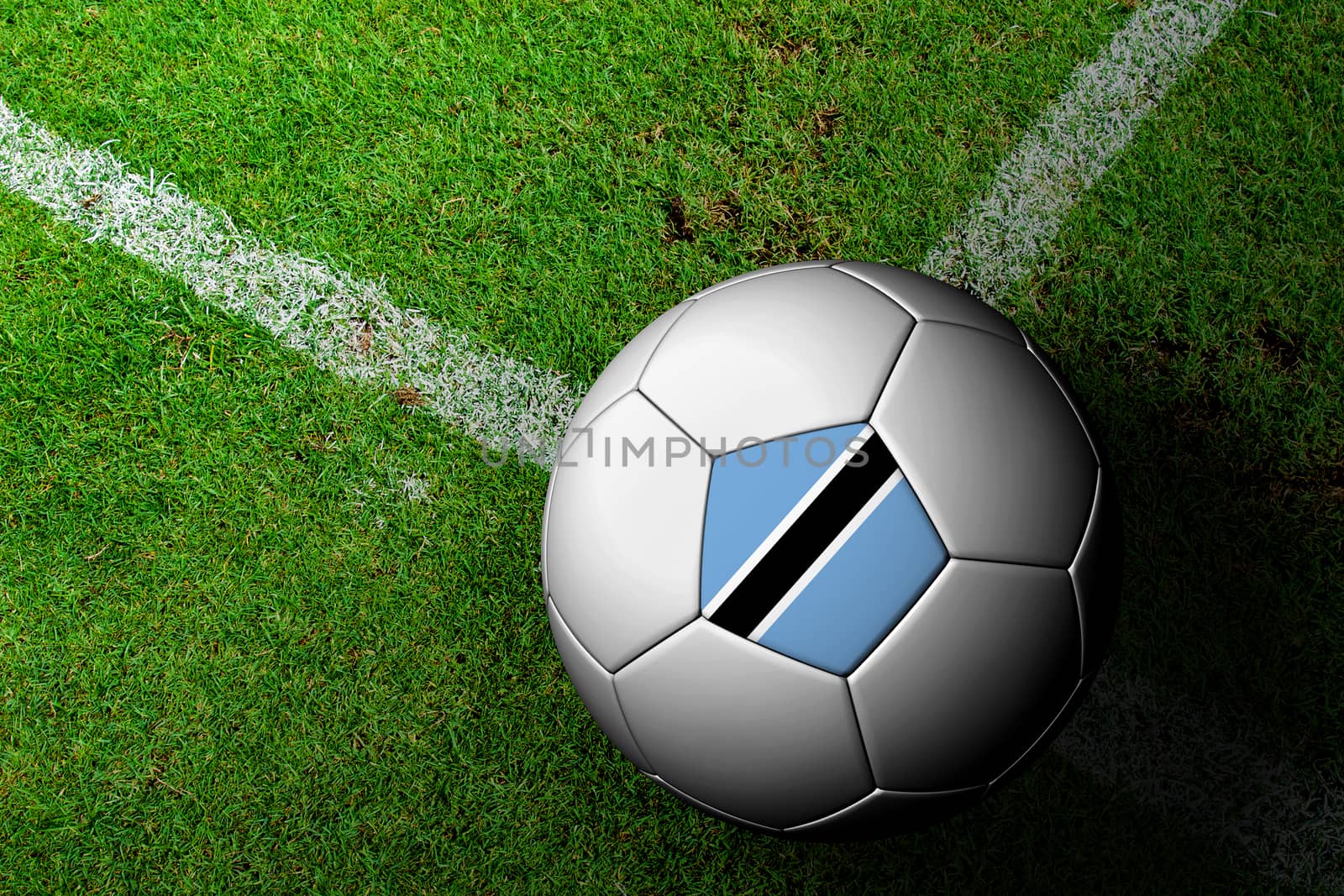 Botswana Flag Pattern of a soccer ball in green grass by jakgree
