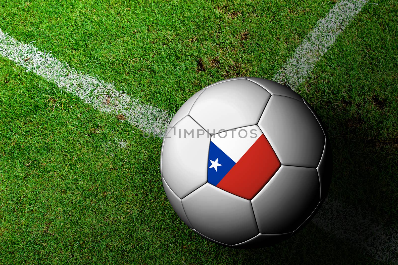 Chile Flag Pattern of a soccer ball in green grass