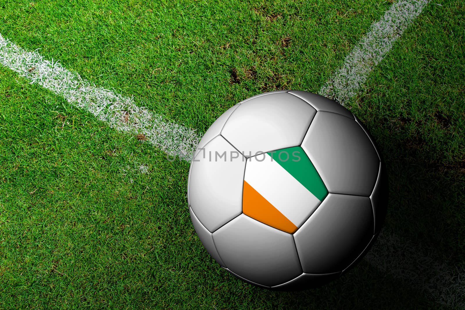 Ivory Coast Flag Pattern of a soccer ball in green grass by jakgree