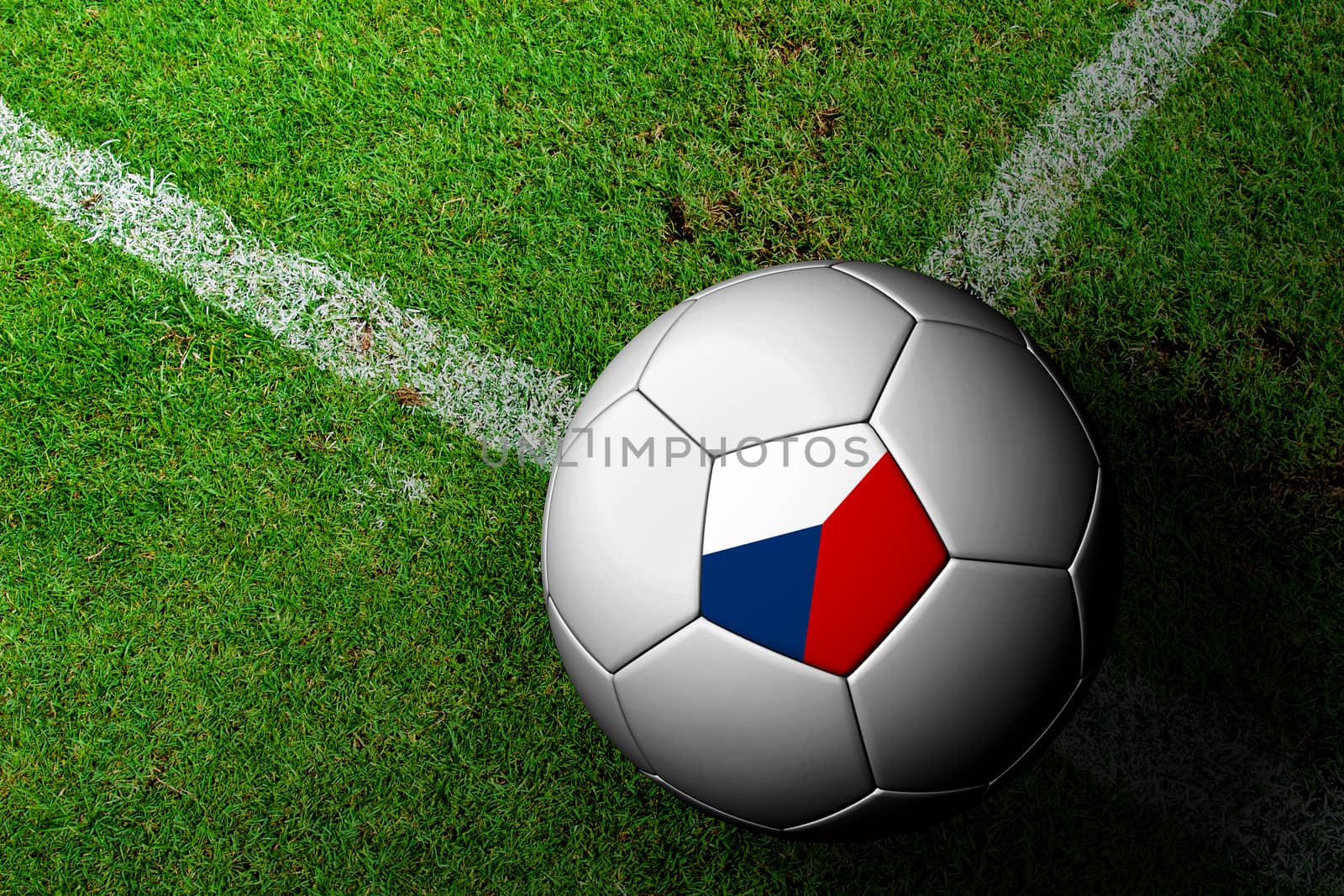 Czech Flag Pattern of a soccer ball in green grass by jakgree