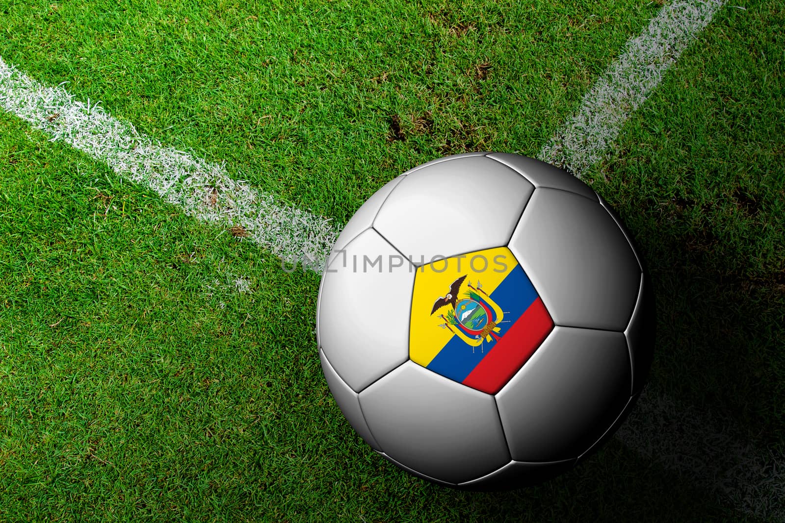 Ecuador Flag Pattern of a soccer ball in green grass by jakgree