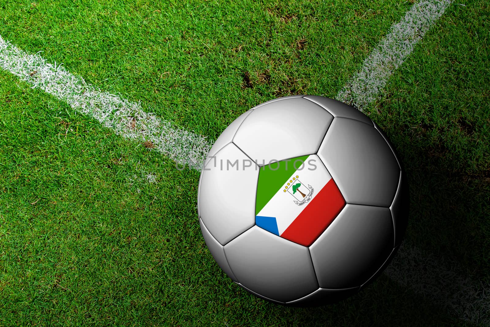 Equatorial Guinea Flag Pattern of a soccer ball in green grass by jakgree