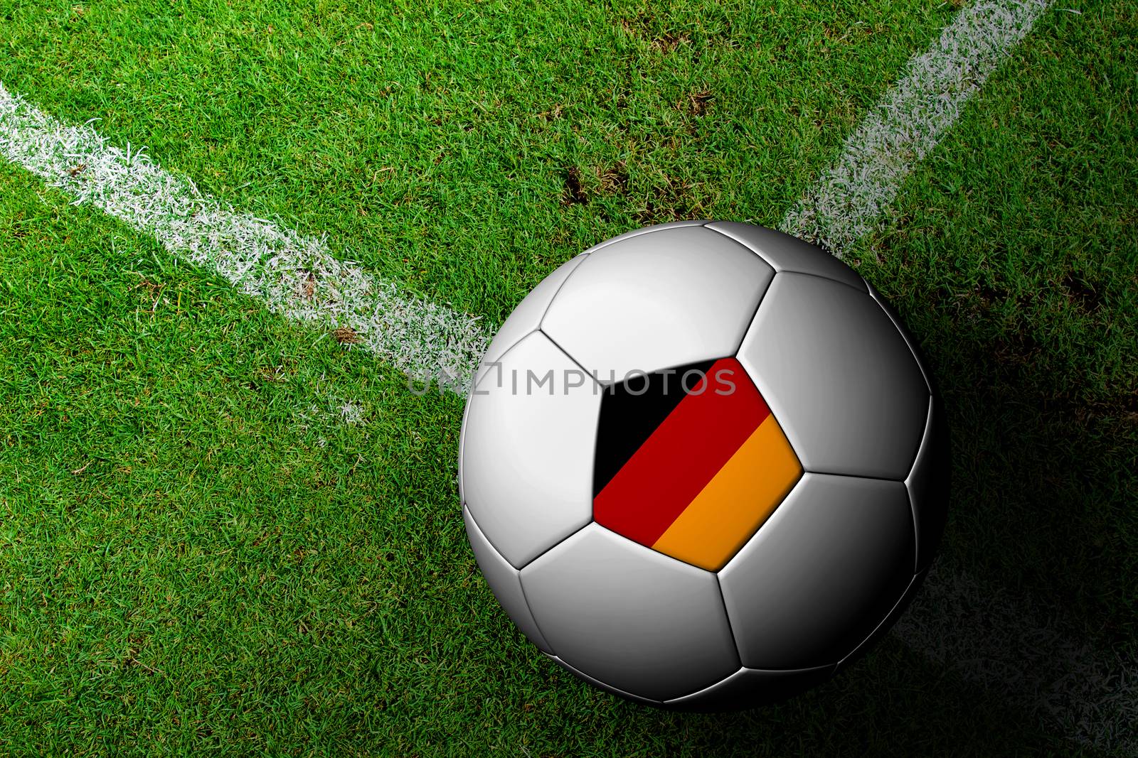 Germany Flag Pattern of a soccer ball in green grass by jakgree