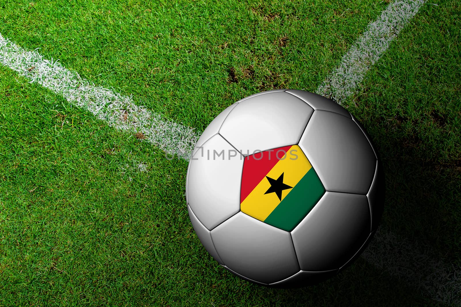 Ghana Flag Pattern of a soccer ball in green grass by jakgree