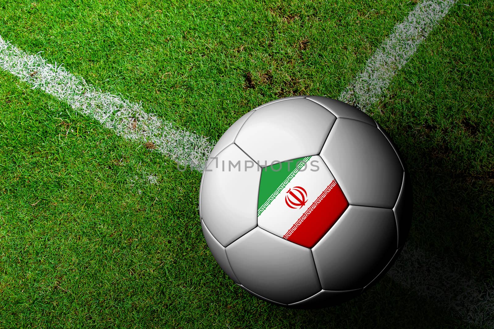 Iran Flag Pattern of a soccer ball in green grass by jakgree