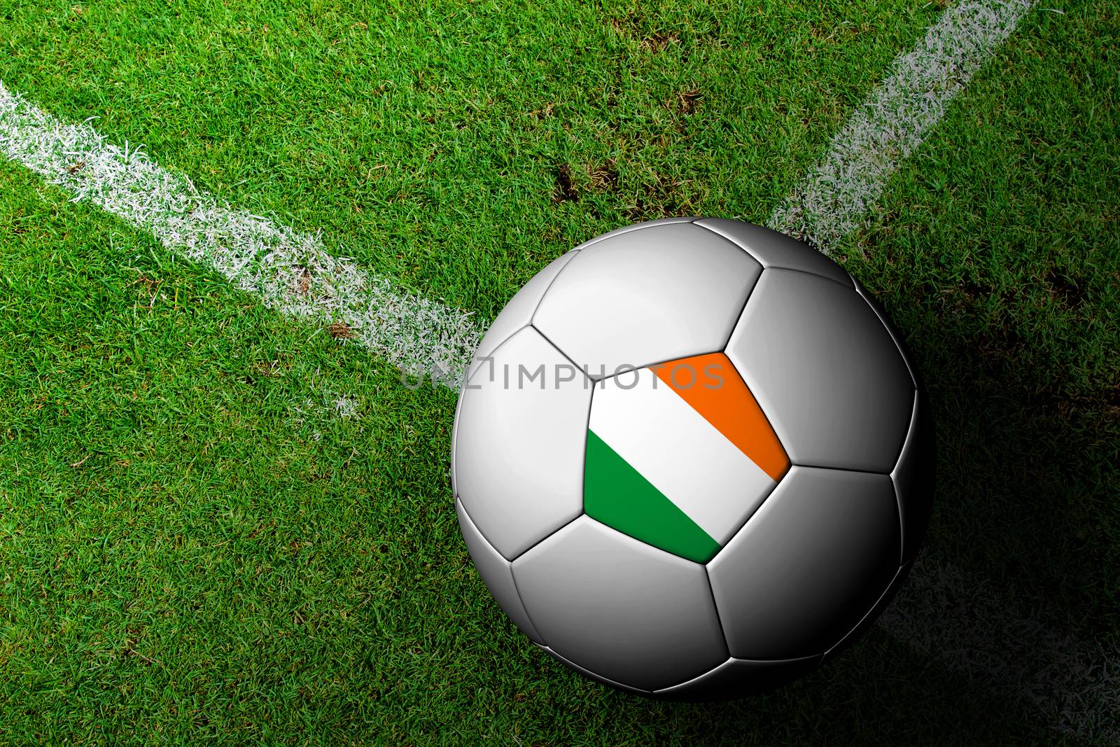 Ireland Flag Pattern of a soccer ball in green grass