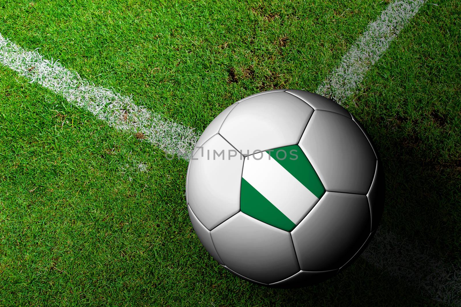 Nigeria Flag Pattern of a soccer ball in green grass
