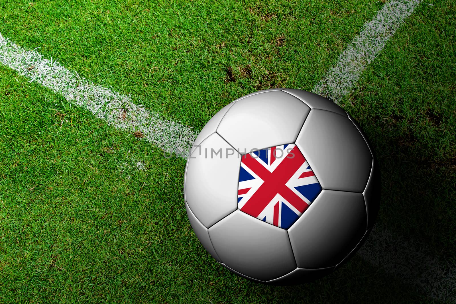 United Kingdom Flag Pattern of a soccer ball in green grass