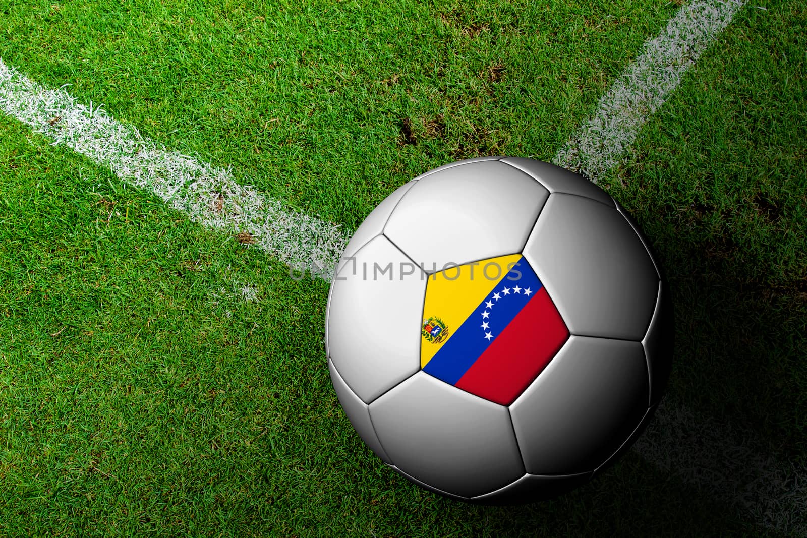Venezuela Flag Pattern of a soccer ball in green grass by jakgree