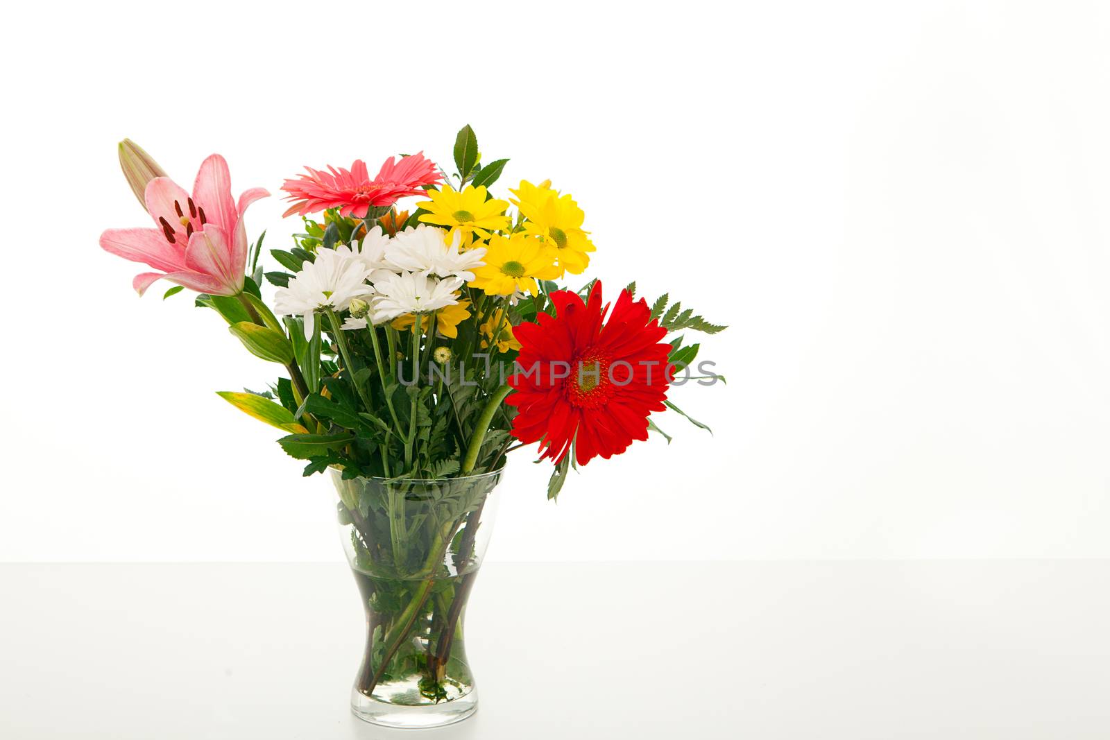 glass vase of isolated flowers