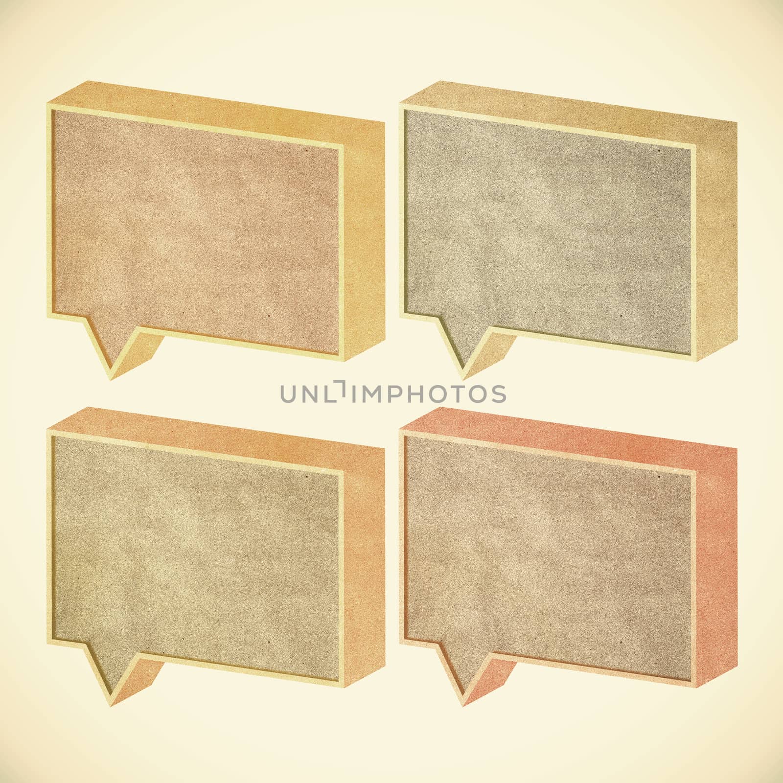 talk tag 3D recycled paper on vintage tone  background