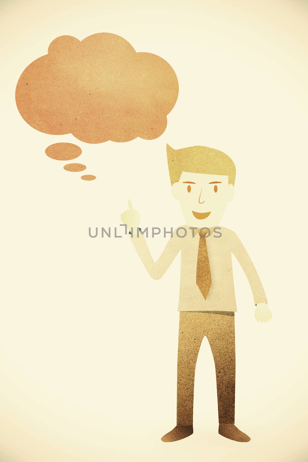 Business man with bubble talk tag on paper background by jakgree