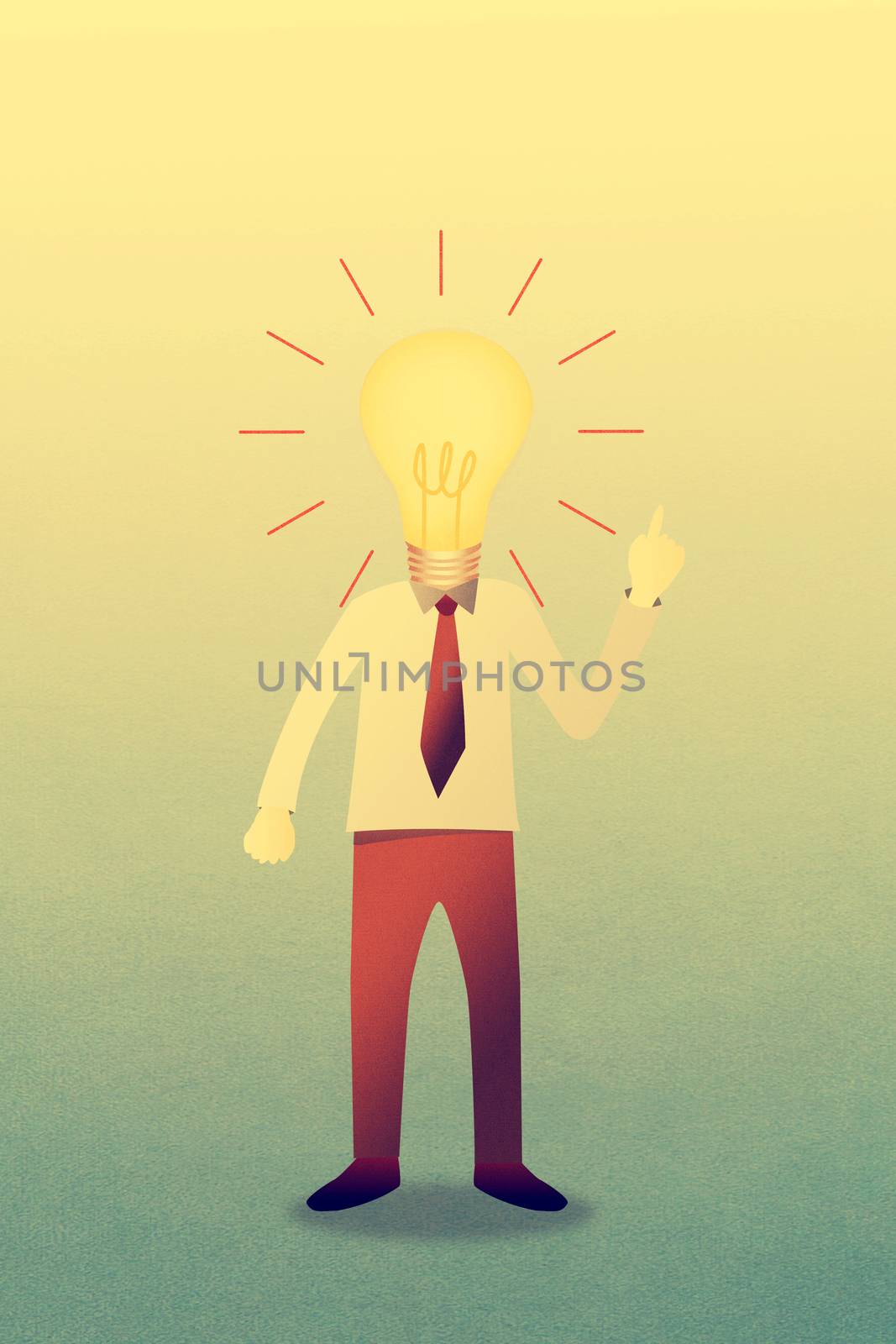 Business man with head  idea lightbulb 