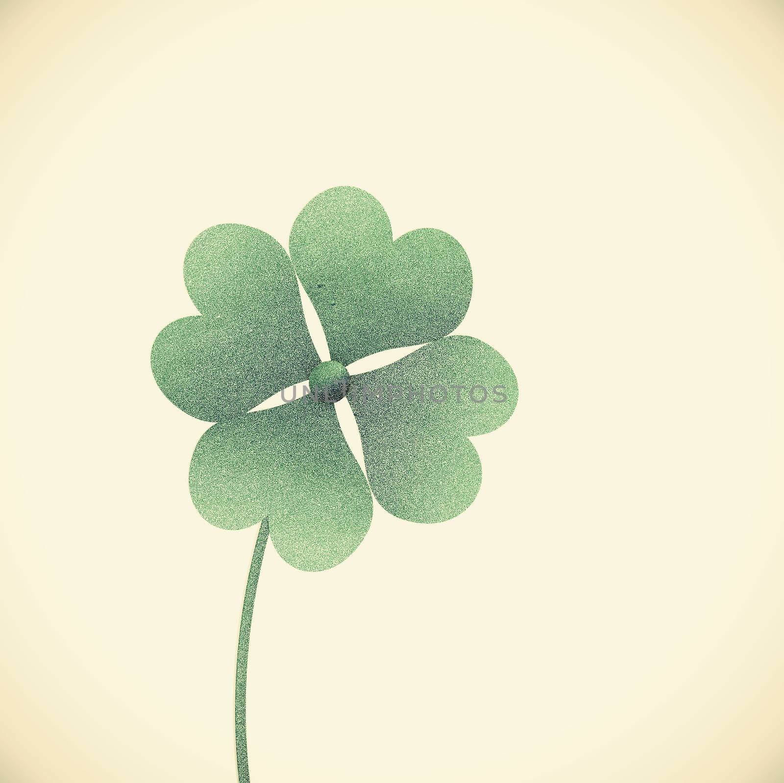 Old Paper texture clover with four leaves on vintage tone  background