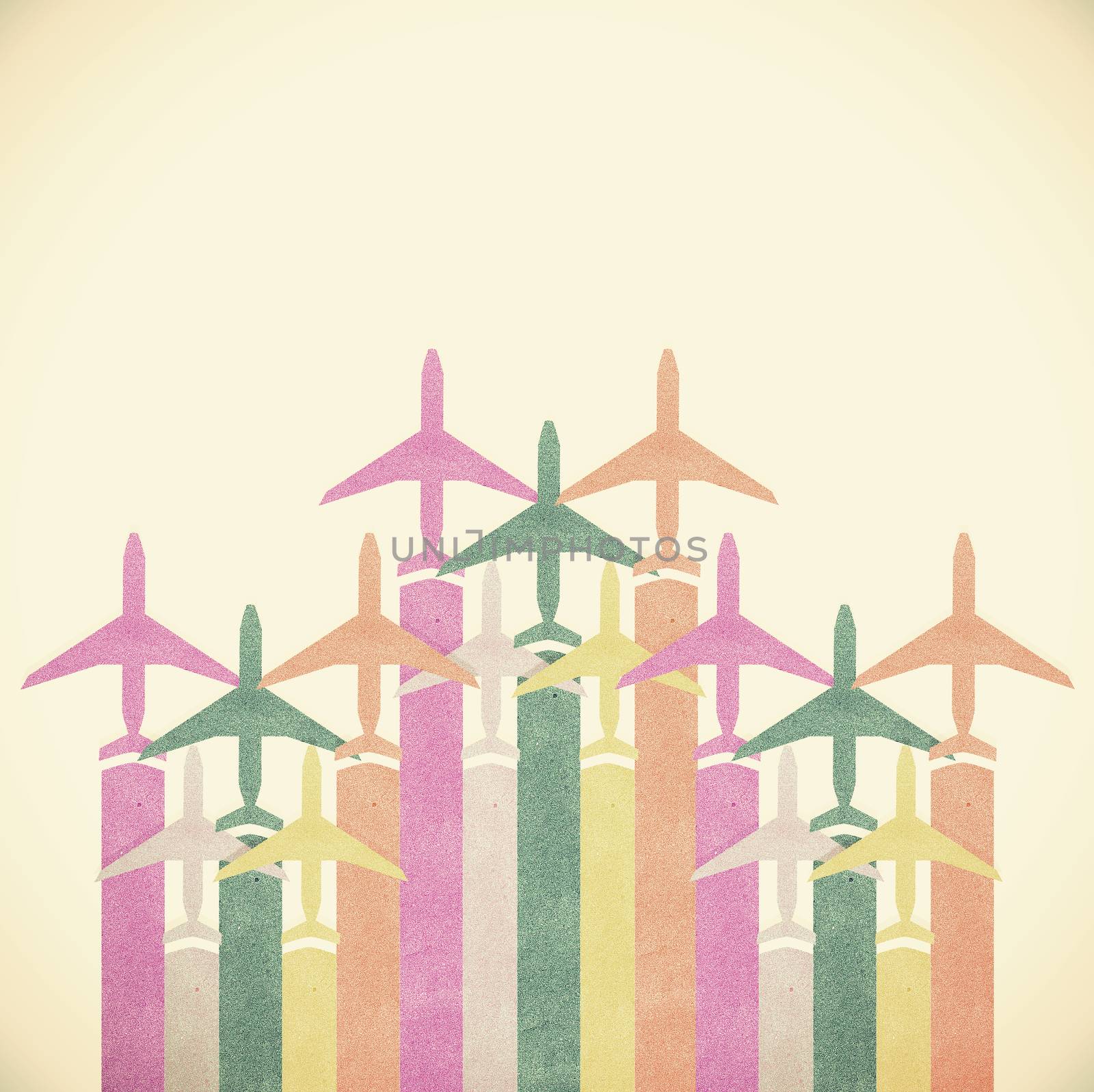 Old Paper texture,Colorful Airplanes vintage tone background
