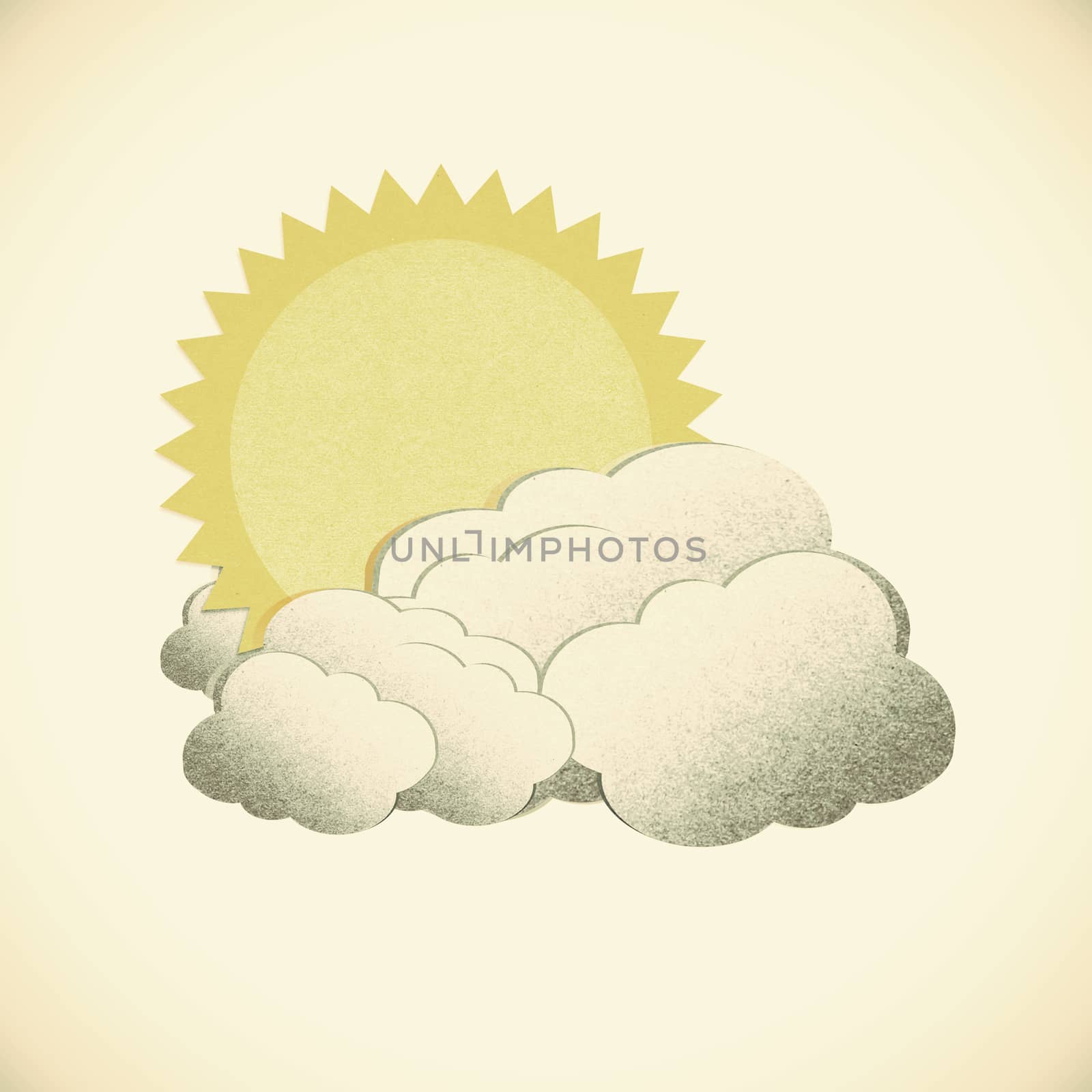  Grunge recycled paper sun on vintage tone  background