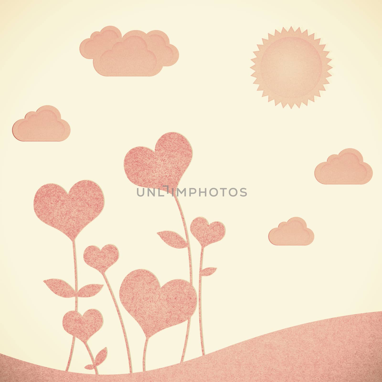 Recycle paper valentine flower background for romance, wedding a by jakgree
