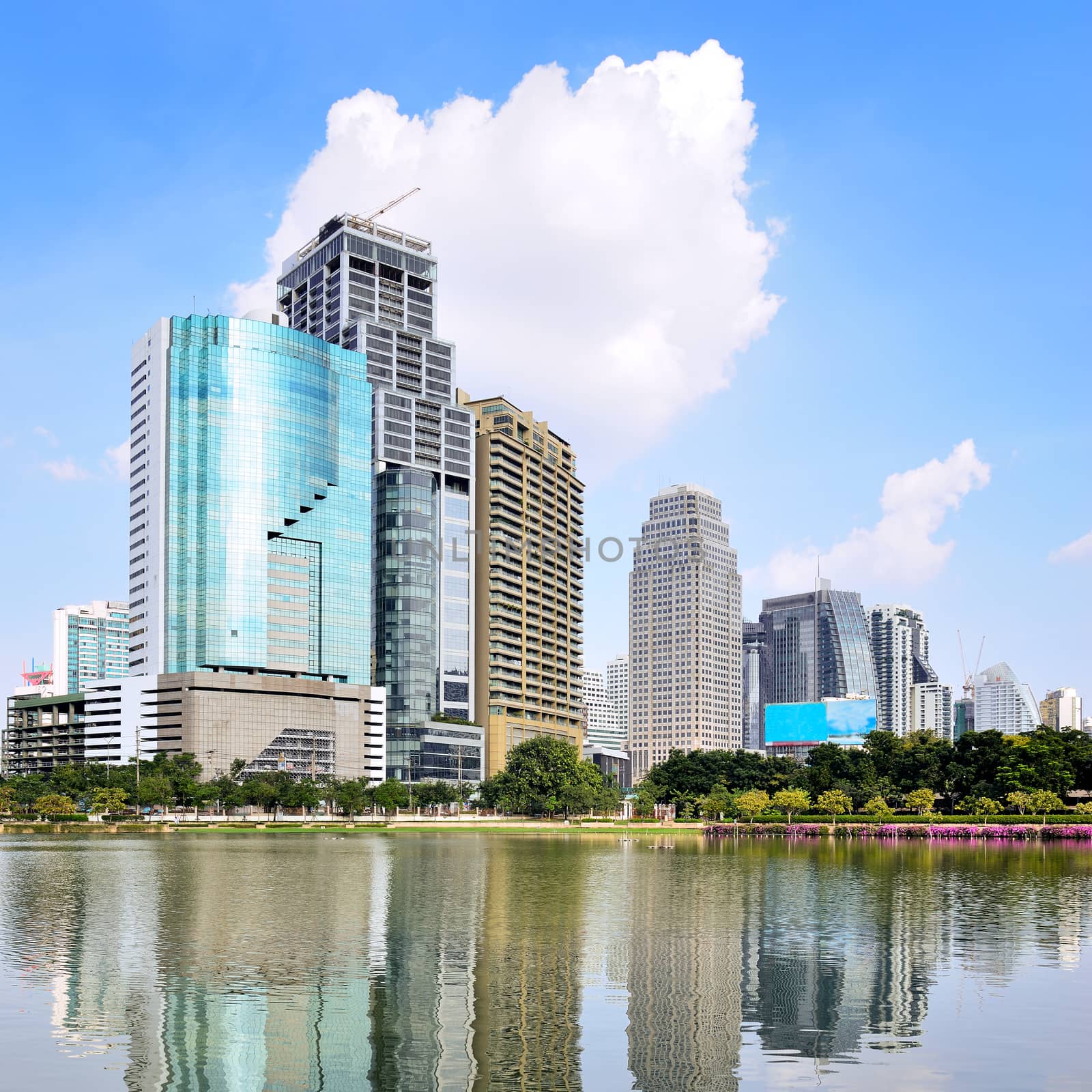 Highrise modern building in Bangkok, Thailand. by jakgree