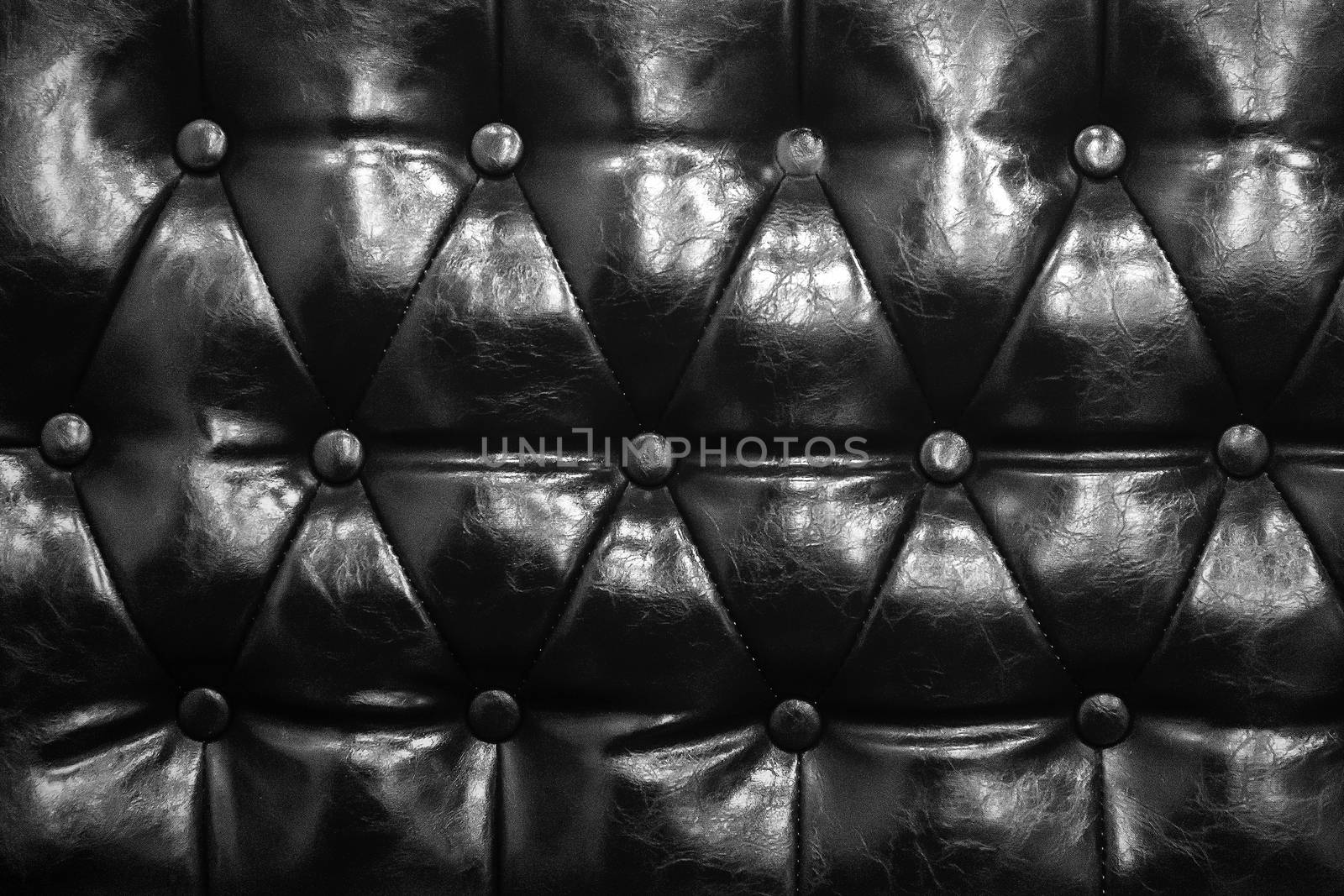 Black and White of  leather texture of sofa closeup shot