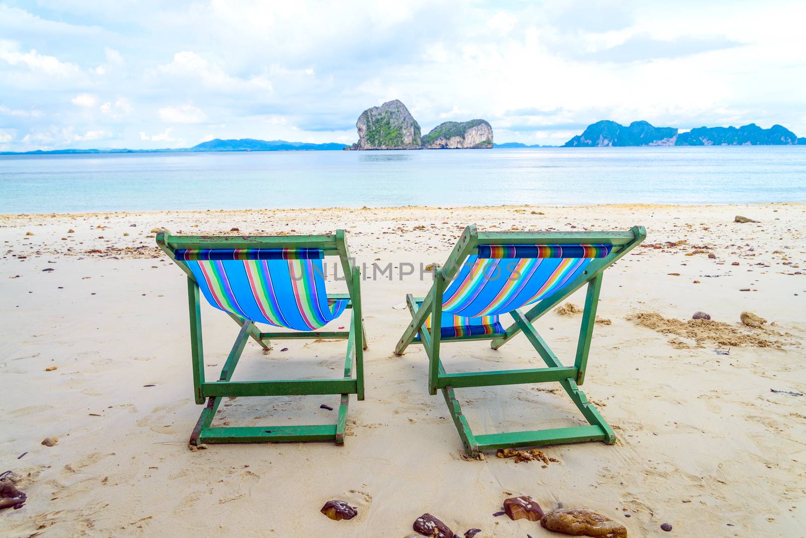 Beach chairs and beautiful beach