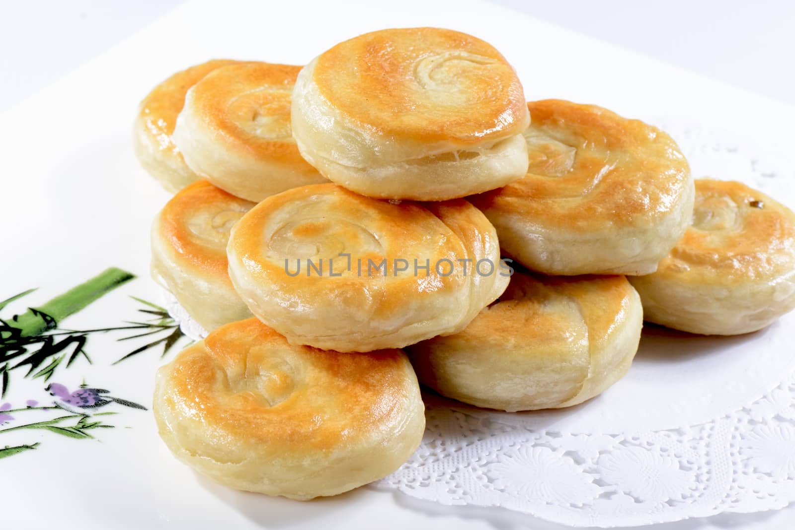 Chinese Food: Chinese Fried Cakes on a white plate