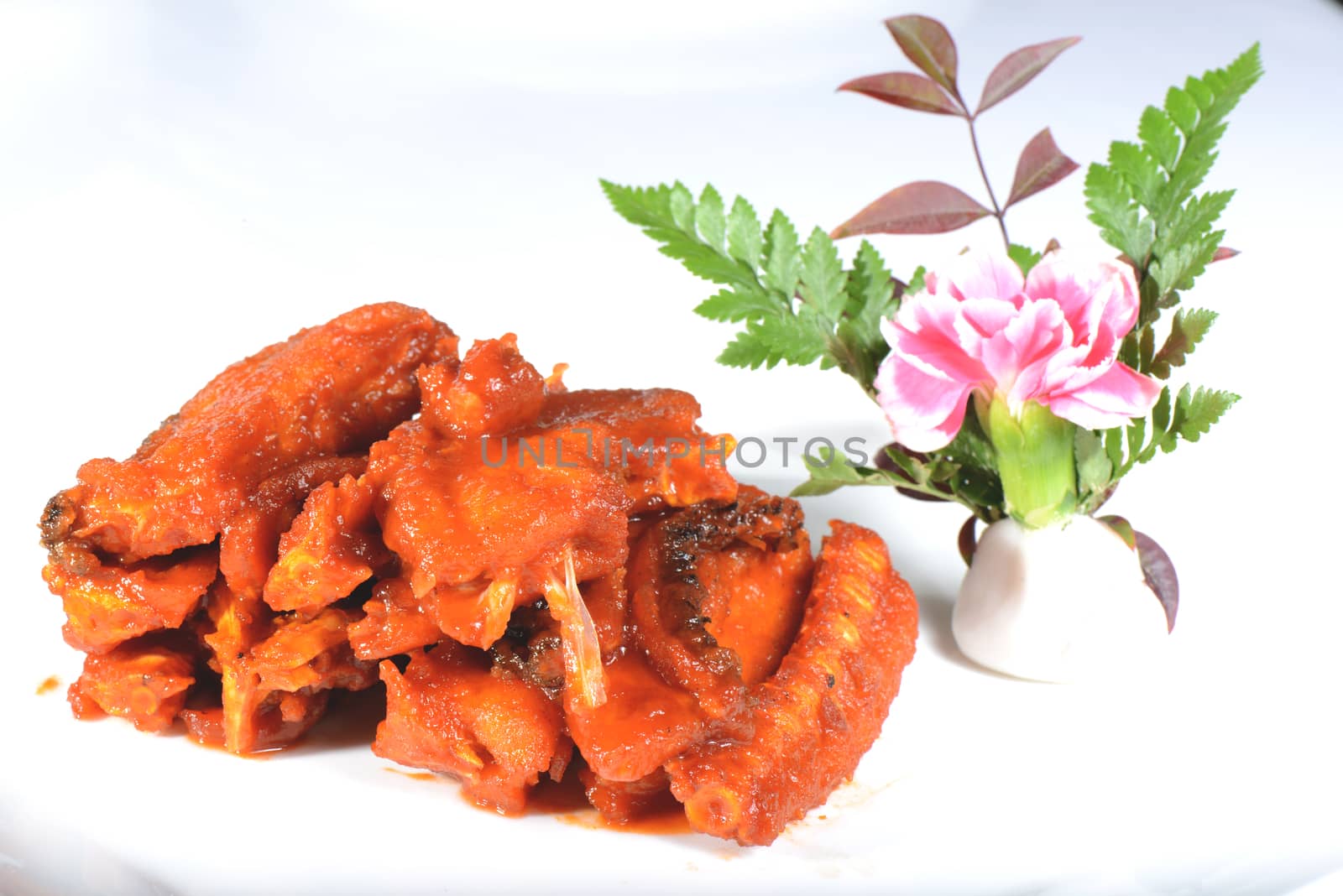 Chinese Food:Fried Hairtail Fish on a white background