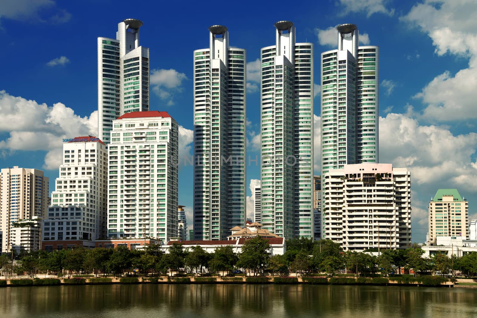 Highrise modern building in Bangkok, Thailand. by jakgree