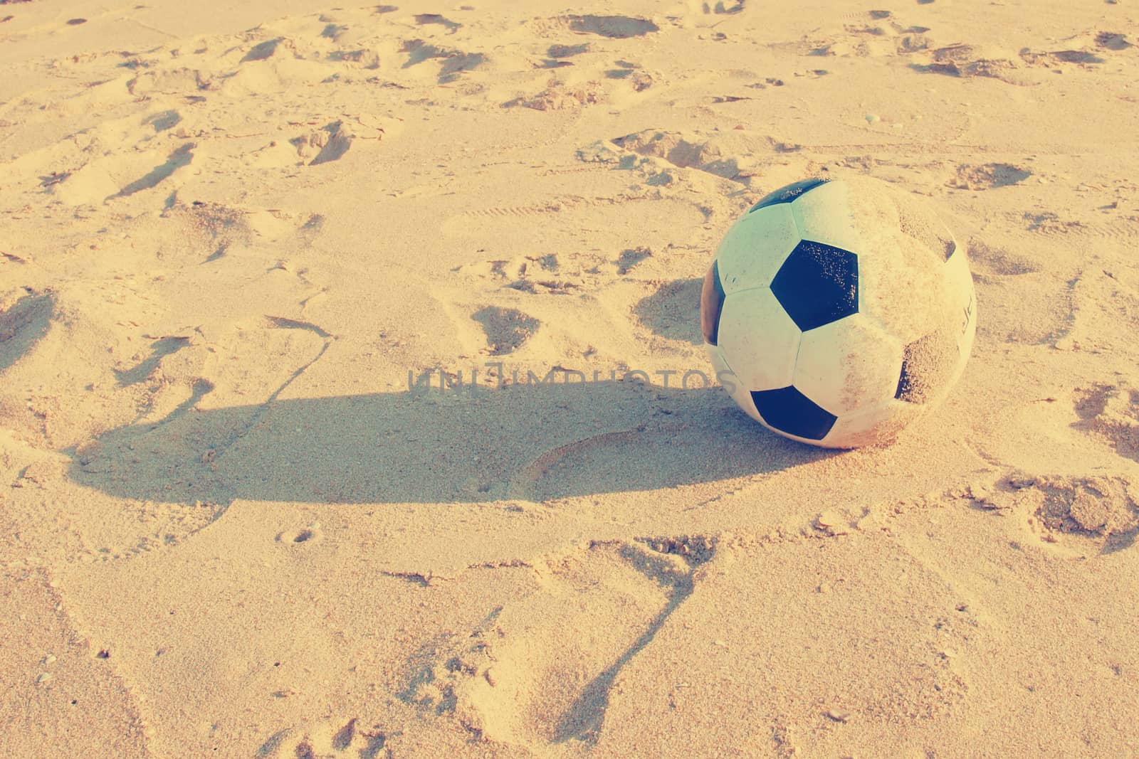 Vintage Soccer ball on sand     by jakgree