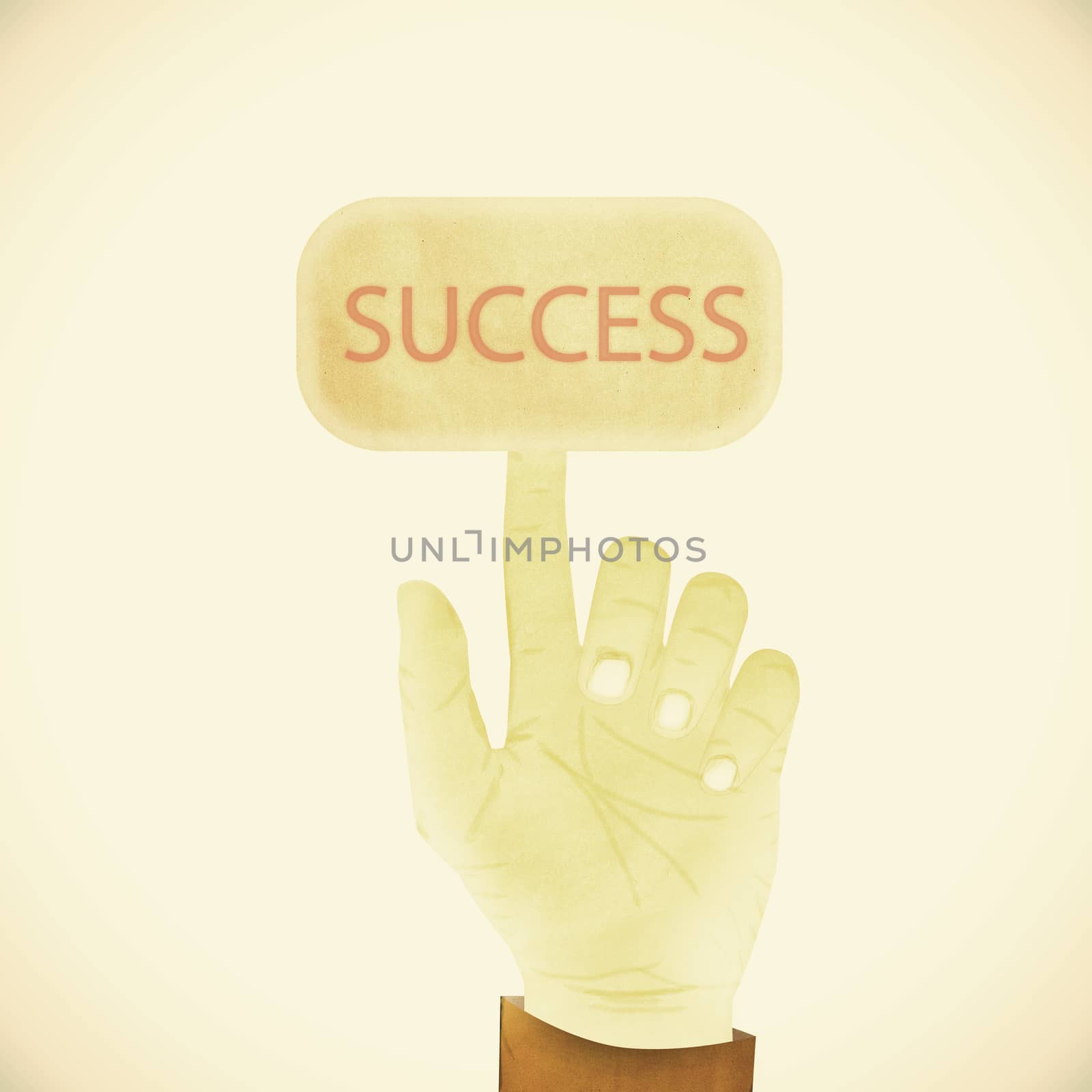 Old Paper texture ,Hand gesture pointing at success by jakgree
