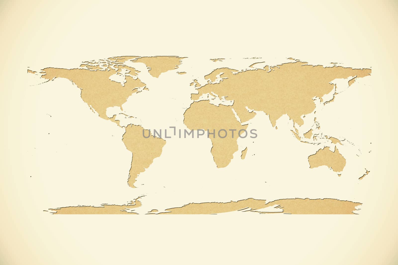 world map recycled paper on vintage tone background, Data source: NASA