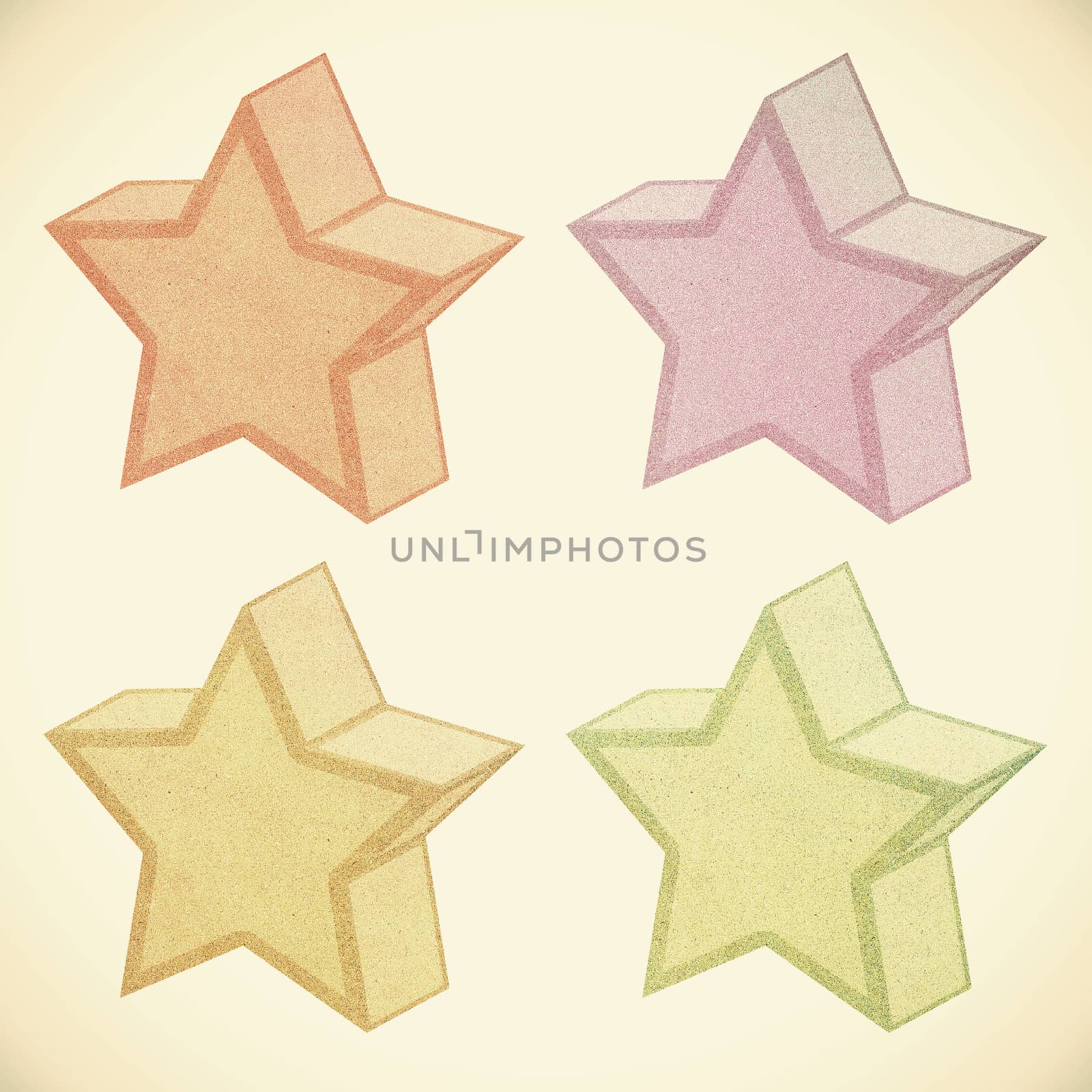 Paper texture,3D Star recycled paper on vintage tone background 