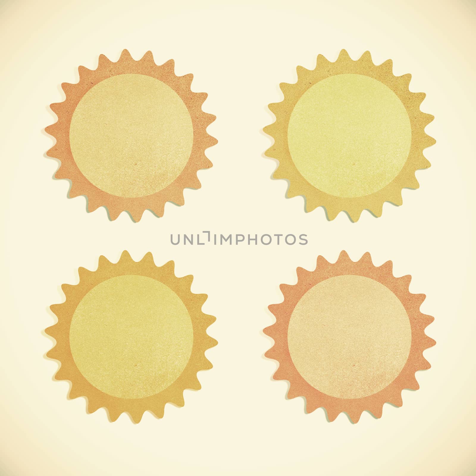 Grunge recycled paper sun on vintage tone background by jakgree